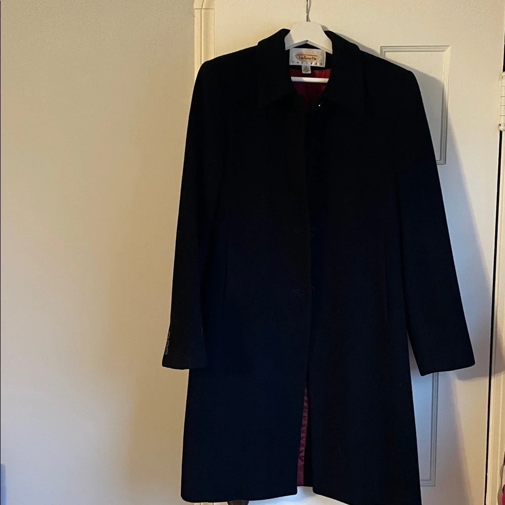 Talbots long black wool and cashmere blend coat. Sz 8 petite, Mid thigh length - Picture 7 of 7